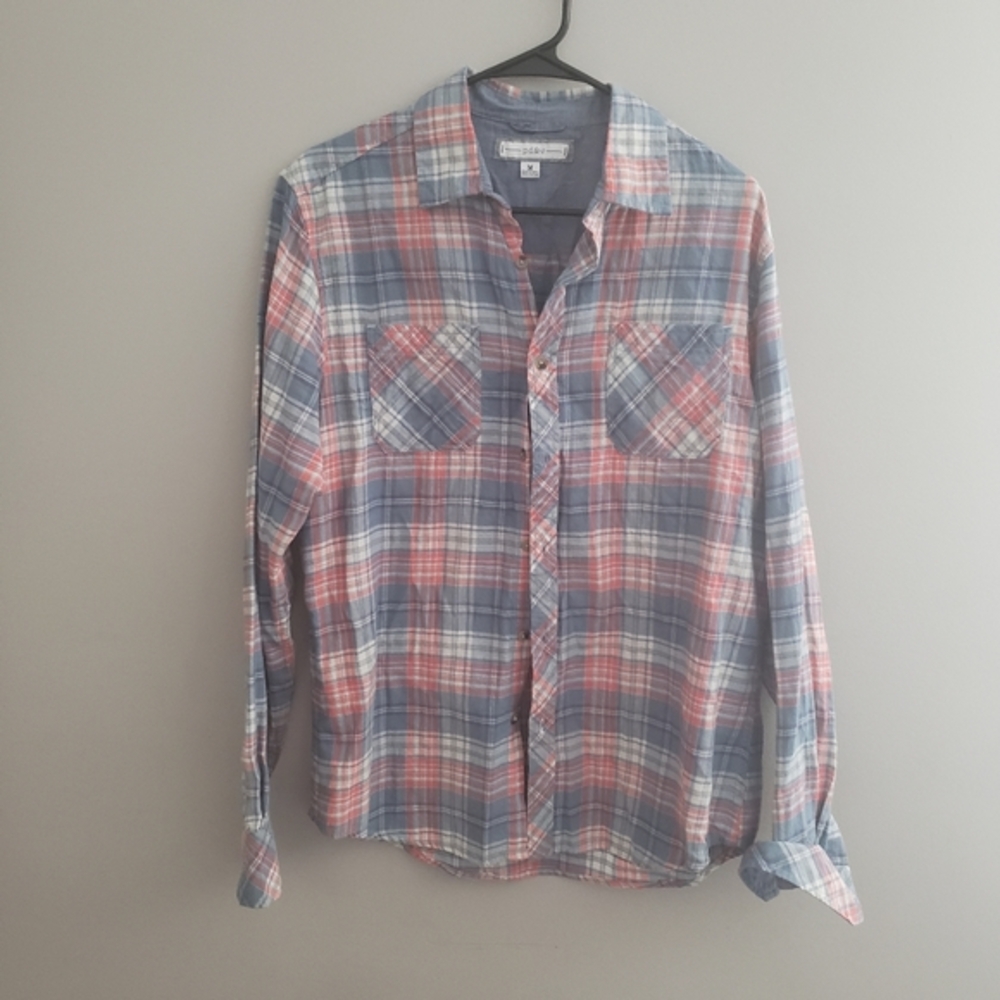 PD&C Mens plaid‎ button front medium